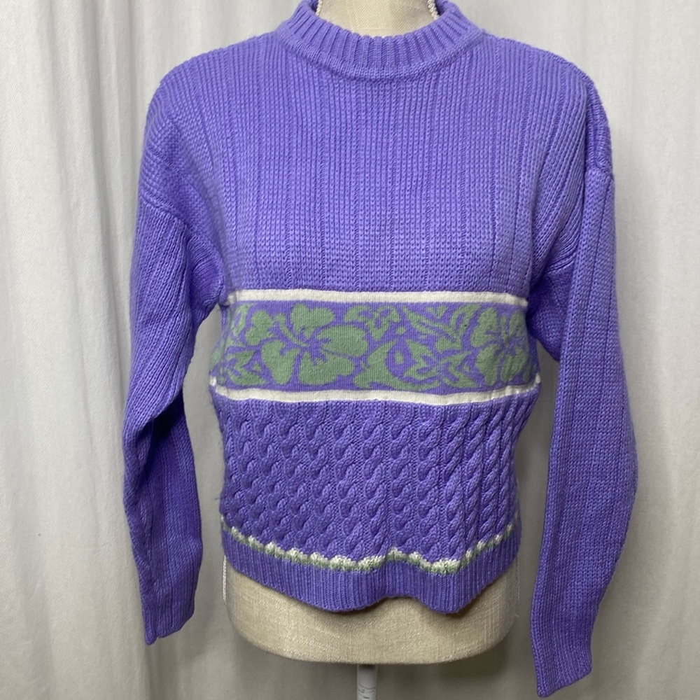 OBERMAYER Delaney Lavander & Mint Chunky Ski Knit Sweater Women’s Small